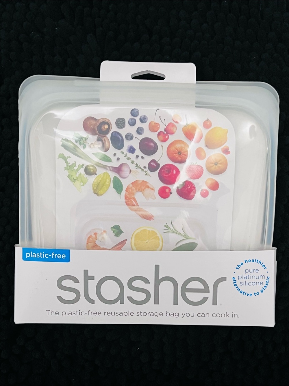 NWT • Stasher • Plastic-Free Reusable Silicone Storage Bag • Clear/White